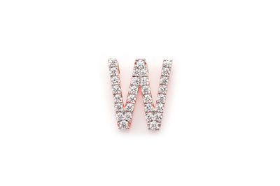 W Diamond Pendant Single Letter Initial 18k Rose Gold