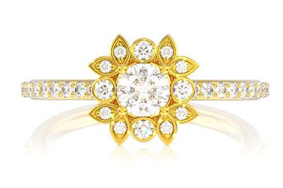 0.50ctw Antique Halo Diamond Engagement Ring - All Natural - 14k Solid Gold