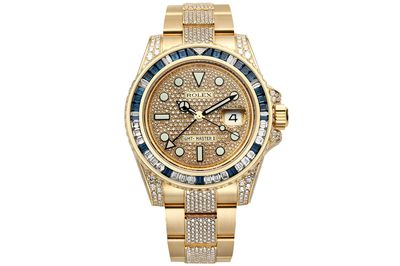 Rolex - GMT-master Ii - 116758sa - Yellow Gold Factory Diamonds Blue Sapphire (mb613)