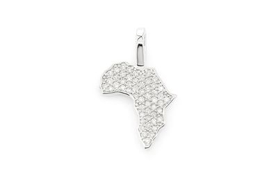 0.24ctw Small Diamond Africa Pendant - 14k White Gold