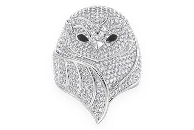 Owl Diamond Ring 14k Solid Gold 3.00ctw