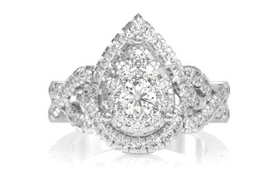 2.25ctw - Pear Cluster Crossover - Diamond Engagement Ring - All Natural