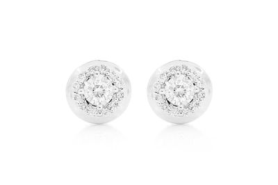 Solitaire Miracle Cluster Earrings 14k   