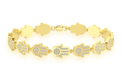 Hamsa Eternity Diamond Bracelet 14k Solid Gold 2.75ctw