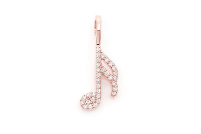 0.15ctw Small Diamond Music Note Pendant - 14k Rose Gold