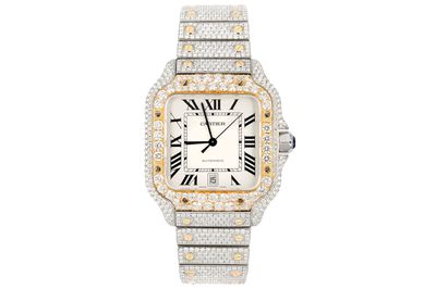 Cartier - Large Santos 40 - Steel & Gold - Custom Iced Out - (500-06104)