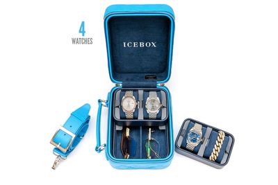 Icebox Leather World Traveler Jewelry Case - 4 Watches Medium