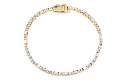 Baguette & Round Bracelet 14k   3.50ctw