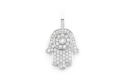 0.47ctw Hamsa Pendant 14k White Gold