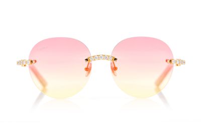 Cartier Glasses Iced Out Diamonds Rimless - Pink Yellow Fade Lens - 3.00ctw