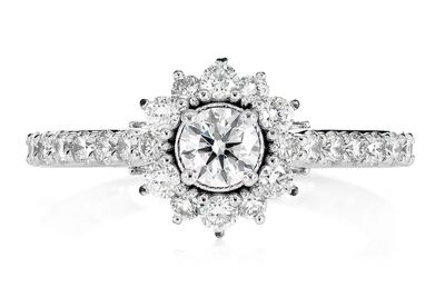 Two Layer Cluster Halo Diamond Engagement Ring - All Natural - 1.00ctw 