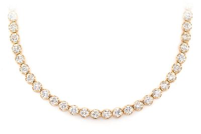 13pt Crown Set Diamond Tennis Necklace 14k Solid Gold 16.00ctw 