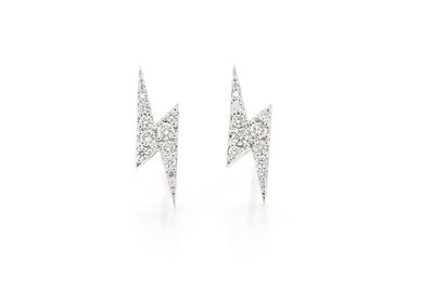 Lightning Bolt Earrings 14k White Gold 0.31ctw