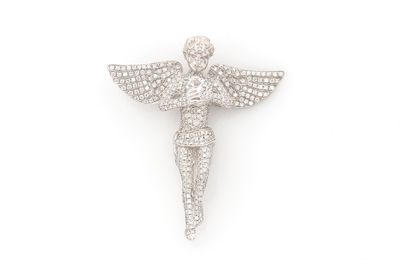 2.50ctw Diamond Medium Angel Pendant - 14k White Gold