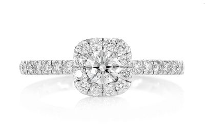 Thav - 0.75ctw Square Halo - Diamond Engagement Ring - All Natural