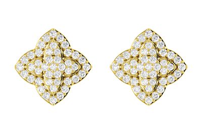 Layered 4 Point Star Diamond Studs 14k Solid Gold 0.45ctw