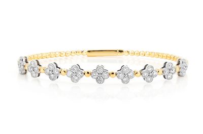 Beaded Millgrain Clover Bracelet 14k   1.65ctw