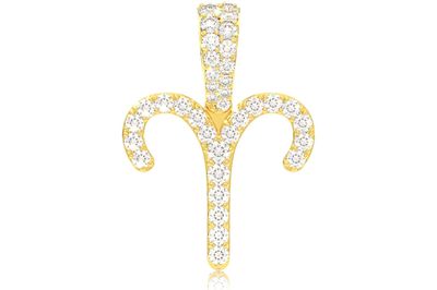 Aries Zodiac Diamond Pendant 14k Solid Gold 0.65ctw