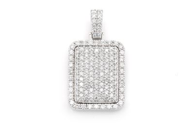 3.00ctw Diamond Pave Pillow Rectangle Pendant 14k White Gold