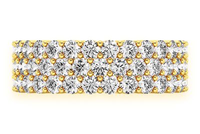 3 Row Diamond Band 14k Solid Gold 2.20ctw