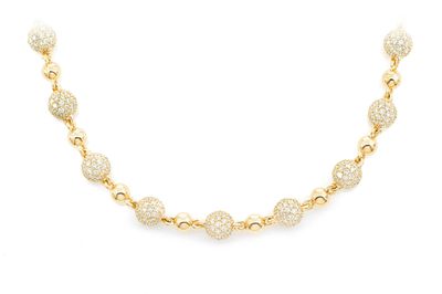 Diamond Bead Ball Chain 14k Solid Gold 21.50ctw