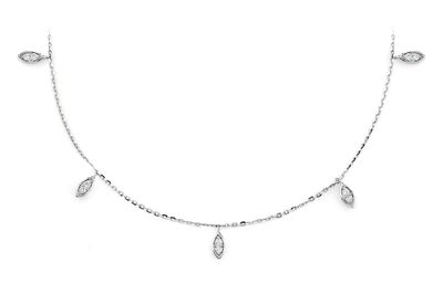 Marquee Dangling Diamond Necklace 14k Solid Gold 0.10ctw