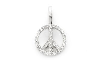 0.25ctw Diamond Peace Symbol Pendant - 14k White Gold