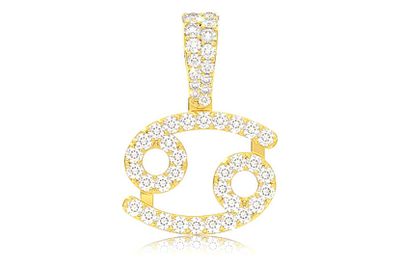 Cancer Zodiac Diamond Pendant 14k Solid Gold 0.87ctw