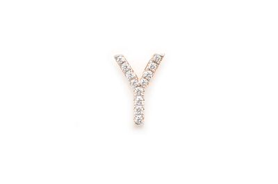 Y Diamond Pendant Single Letter Initial 18k Yellow Gold