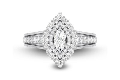 1.00ctw - Marquise Double Halo - Diamond Engagement Ring - All Natural