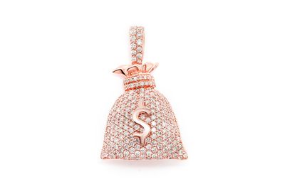 1.57ctw Diamond Money Bag Pendant - 14k Rose Gold