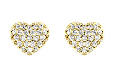 Bubbly Diamond Heart Stud Earrings 14k Solid Gold 0.20ctw 