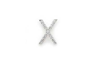 X Diamond Pendant Single Letter Initial 18k White Gold