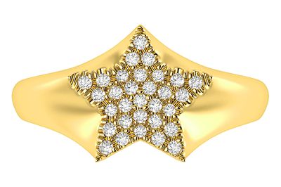 Star Diamond Ring 14k Solid Gold 0.12ctw