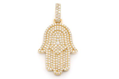 Hamsa Pendant 14k   3.40ctw