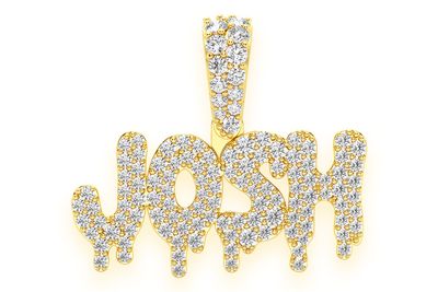 Custom Drip Letter Nameplate Diamond Pendant 14k Solid Gold 