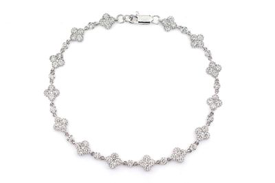 Clover Link Bezel Milgrain Diamond Bracelet 14k Solid Gold 2.75ctw