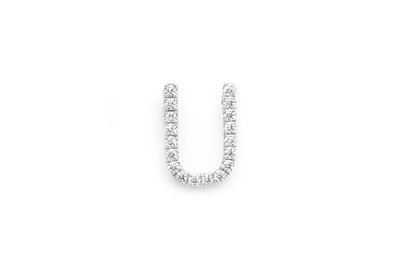 U Diamond Pendant Single Letter Initial 18k White Gold