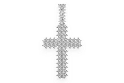 Jagged Cross Diamond Pendant 14k Solid Gold 5.50ctw