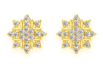 8 Point Star Stud Diamond Earrings 14k Solid Gold 0.10ctw