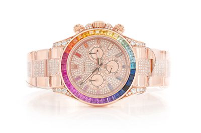 Rainbow Daytona 18k Rose Gold - 5.00ctw Custom Rainbow Bezel, Dial & Diamonds