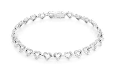 Open Heart Link Diamond Bracelet 14k Solid Gold 2.25ctw