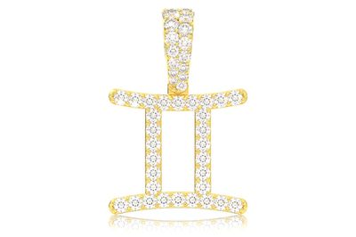 Gemini Zodiac Diamond Pendant 14k Solid Gold 0.75ctw