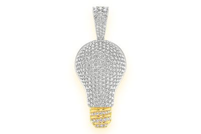 Light Bulb Diamond Pendant 14k Solid Gold 2.75ctw