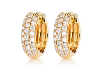 Three Row Bubbly Hoop Diamond Earrings 14k Solid Gold 1.25ctw