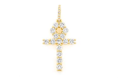 Ankh Diamond Pendant 14k Solid Gold 2.35ctw