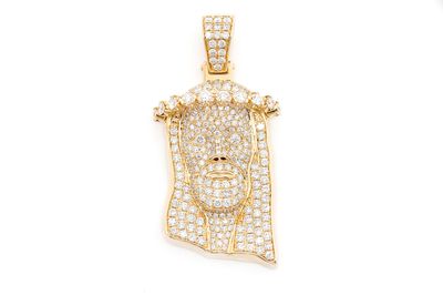  Diamond Flooded Jesus Piece Pendant 14k   4.00ctw