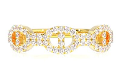 Flat Mariner Link Diamond Ring 14k Solid Gold 0.25ctw