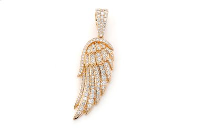 Angel's Feather Wing Large Pendant 14k   2.59ctw