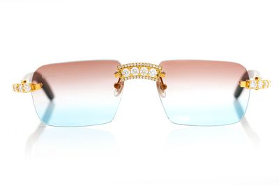 Cartier Glasses Iced Out Diamond Rimless 14k Solid Gold 6.85ctw